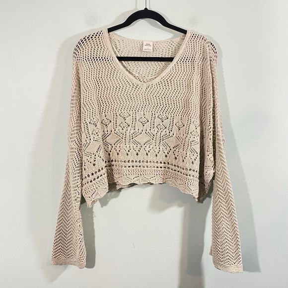 Urban Outfitters Women Beige Oversized Beachy Pointelle Sweater Size S - Picture 1 of 8